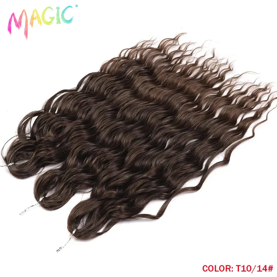 Magic 24Inch 3PCS Loose Wave Synthetic Crochet Hair Bundles Copper Red Heat Resistant Hair Extensions For Women Braiding Styling