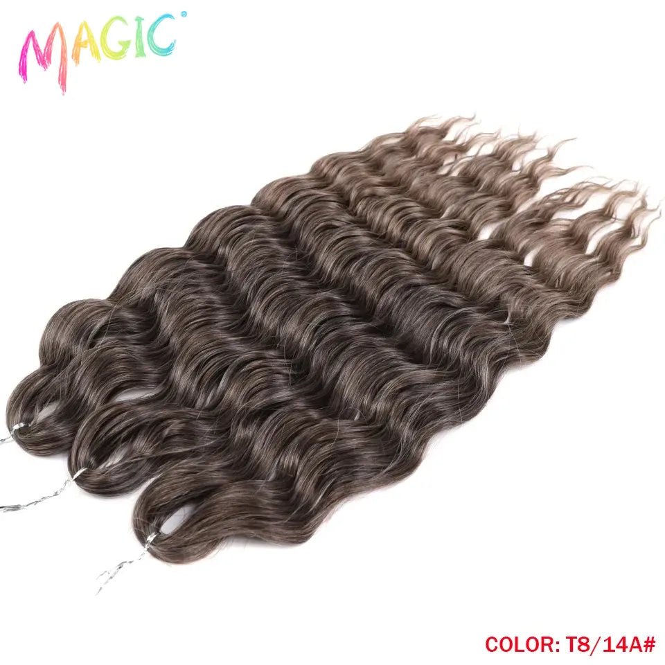 Magic 24Inch 3PCS Loose Wave Synthetic Crochet Hair Bundles Copper Red Heat Resistant Hair Extensions For Women Braiding Styling