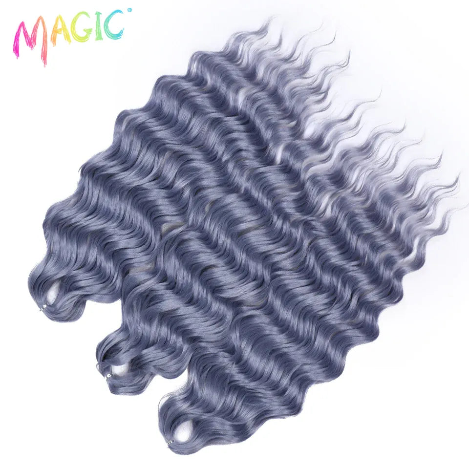 Magic 24Inch 3PCS Loose Wave Synthetic Crochet Hair Bundles Copper Red Heat Resistant Hair Extensions For Women Braiding Styling