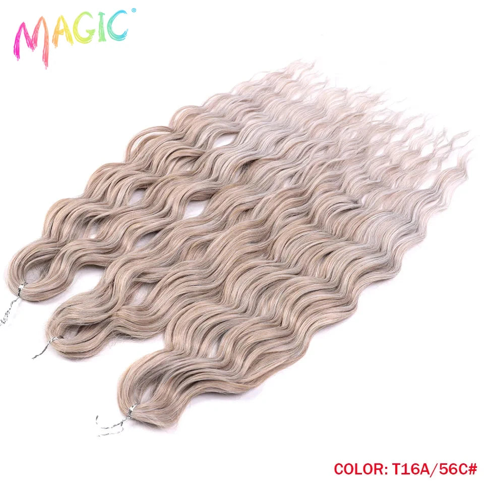 Magic 24Inch 3PCS Loose Wave Synthetic Crochet Hair Bundles Copper Red Heat Resistant Hair Extensions For Women Braiding Styling