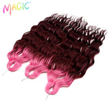 Magic 24Inch 3PCS Loose Wave Synthetic Crochet Hair Bundles Copper Red Heat Resistant Hair Extensions For Women Braiding Styling