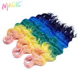 Magic 24Inch 3PCS Loose Wave Synthetic Crochet Hair Bundles Copper Red Heat Resistant Hair Extensions For Women Braiding Styling