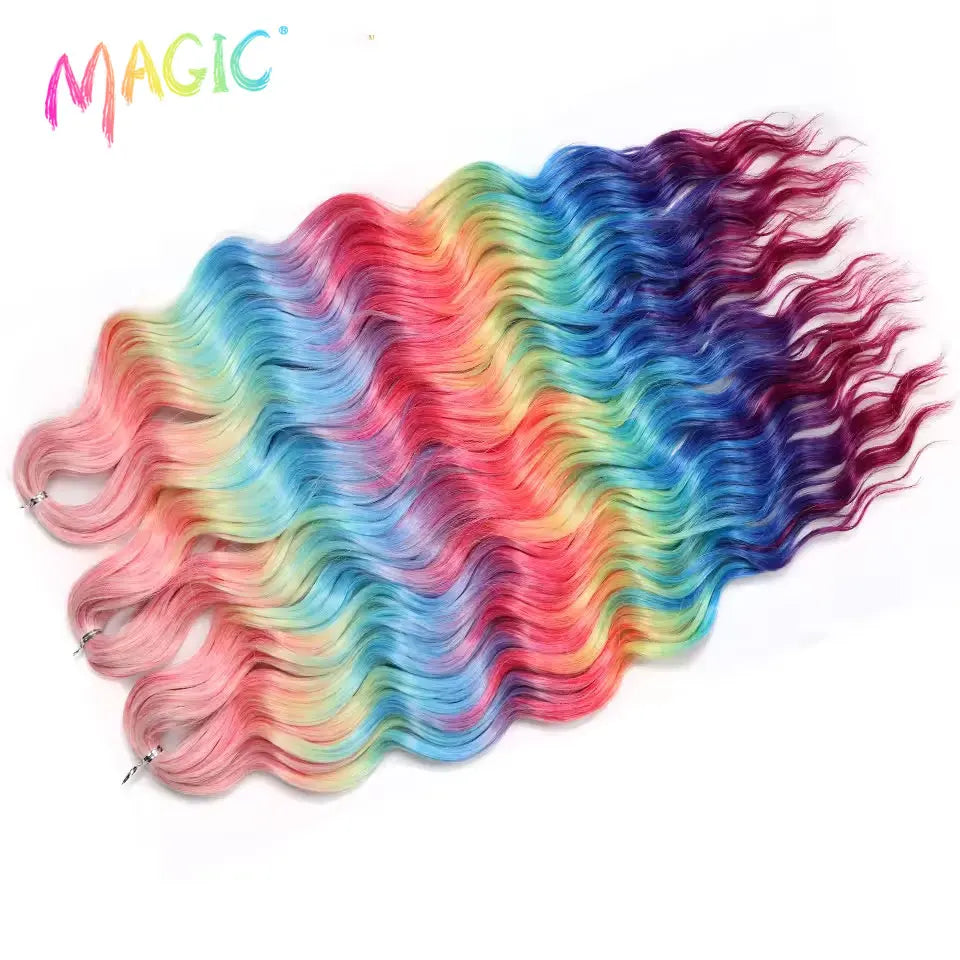 Magic 24Inch 3PCS Loose Wave Synthetic Crochet Hair Bundles Copper Red Heat Resistant Hair Extensions For Women Braiding Styling