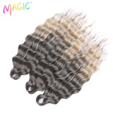 Magic 24Inch 3PCS Loose Wave Synthetic Crochet Hair Bundles Copper Red Heat Resistant Hair Extensions For Women Braiding Styling