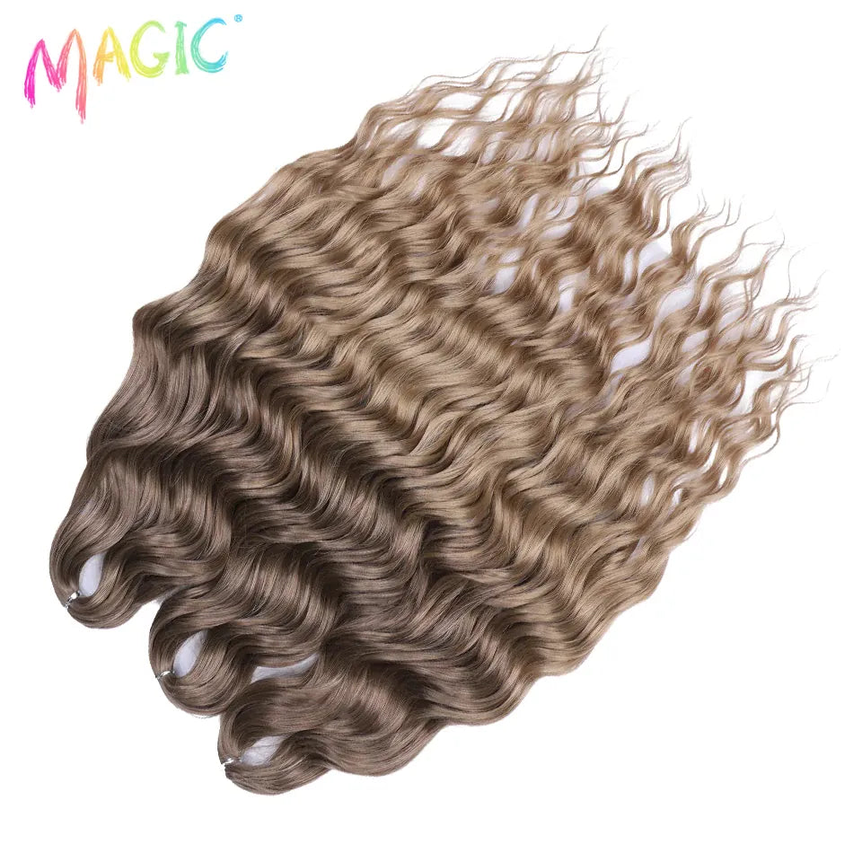 Magic 24Inch 3PCS Loose Wave Synthetic Crochet Hair Bundles Copper Red Heat Resistant Hair Extensions For Women Braiding Styling