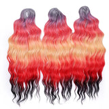 Magic 24Inch 3PCS Loose Wave Synthetic Crochet Hair Bundles Copper Red Heat Resistant Hair Extensions For Women Braiding Styling