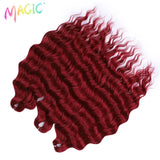 Magic 24Inch 3PCS Loose Wave Synthetic Crochet Hair Bundles Copper Red Heat Resistant Hair Extensions For Women Braiding Styling