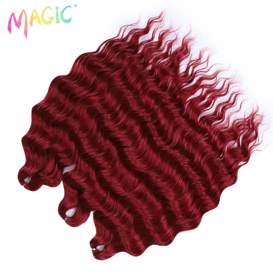Magic 24Inch 3PCS Loose Wave Synthetic Crochet Hair Bundles Copper Red Heat Resistant Hair Extensions For Women Braiding Styling