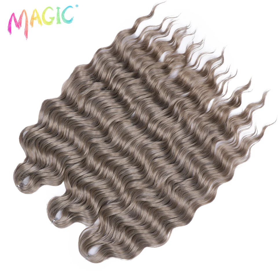 Magic 24Inch 3PCS Loose Wave Synthetic Crochet Hair Bundles Copper Red Heat Resistant Hair Extensions For Women Braiding Styling