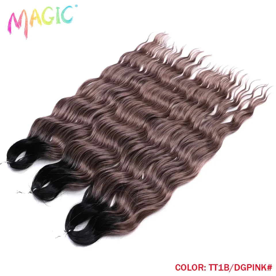 Magic 24Inch 3PCS Loose Wave Synthetic Crochet Hair Bundles Copper Red Heat Resistant Hair Extensions For Women Braiding Styling