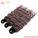 Magic 24Inch 3PCS Loose Wave Synthetic Crochet Hair Bundles Copper Red Heat Resistant Hair Extensions For Women Braiding Styling