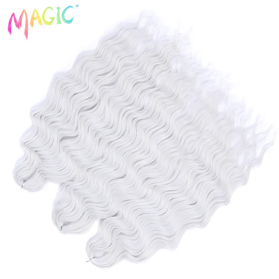 Magic 24Inch 3PCS Loose Wave Synthetic Crochet Hair Bundles Copper Red Heat Resistant Hair Extensions For Women Braiding Styling