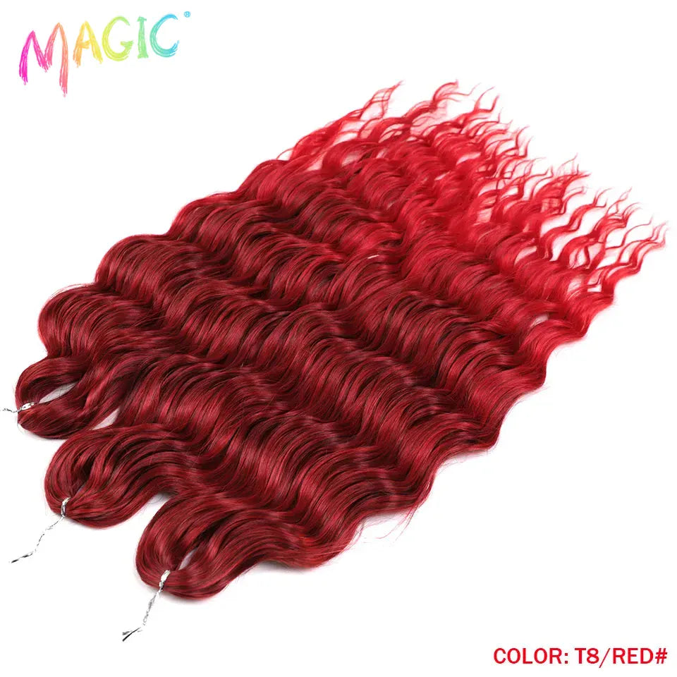 Magic 24Inch 3PCS Loose Wave Synthetic Crochet Hair Bundles Copper Red Heat Resistant Hair Extensions For Women Braiding Styling