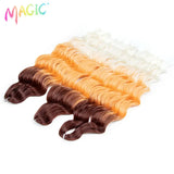 Magic 24Inch 3PCS Loose Wave Synthetic Crochet Hair Bundles Copper Red Heat Resistant Hair Extensions For Women Braiding Styling