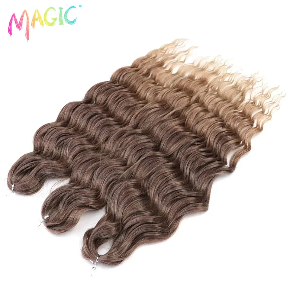Magic 24Inch 3PCS Loose Wave Synthetic Crochet Hair Bundles Copper Red Heat Resistant Hair Extensions For Women Braiding Styling