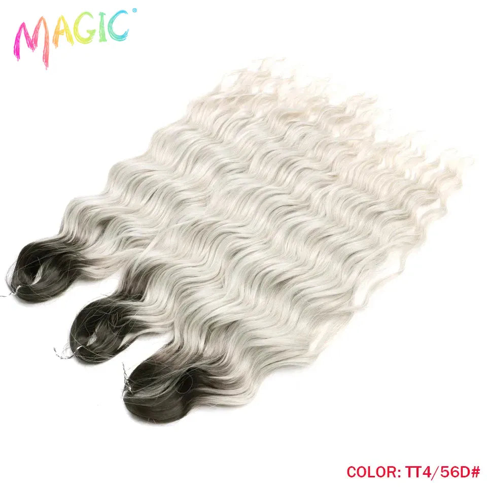 Magic 24Inch 3PCS Loose Wave Synthetic Crochet Hair Bundles Copper Red Heat Resistant Hair Extensions For Women Braiding Styling