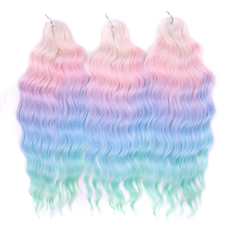 Magic 24Inch 3PCS Loose Wave Synthetic Crochet Hair Bundles Copper Red Heat Resistant Hair Extensions For Women Braiding Styling