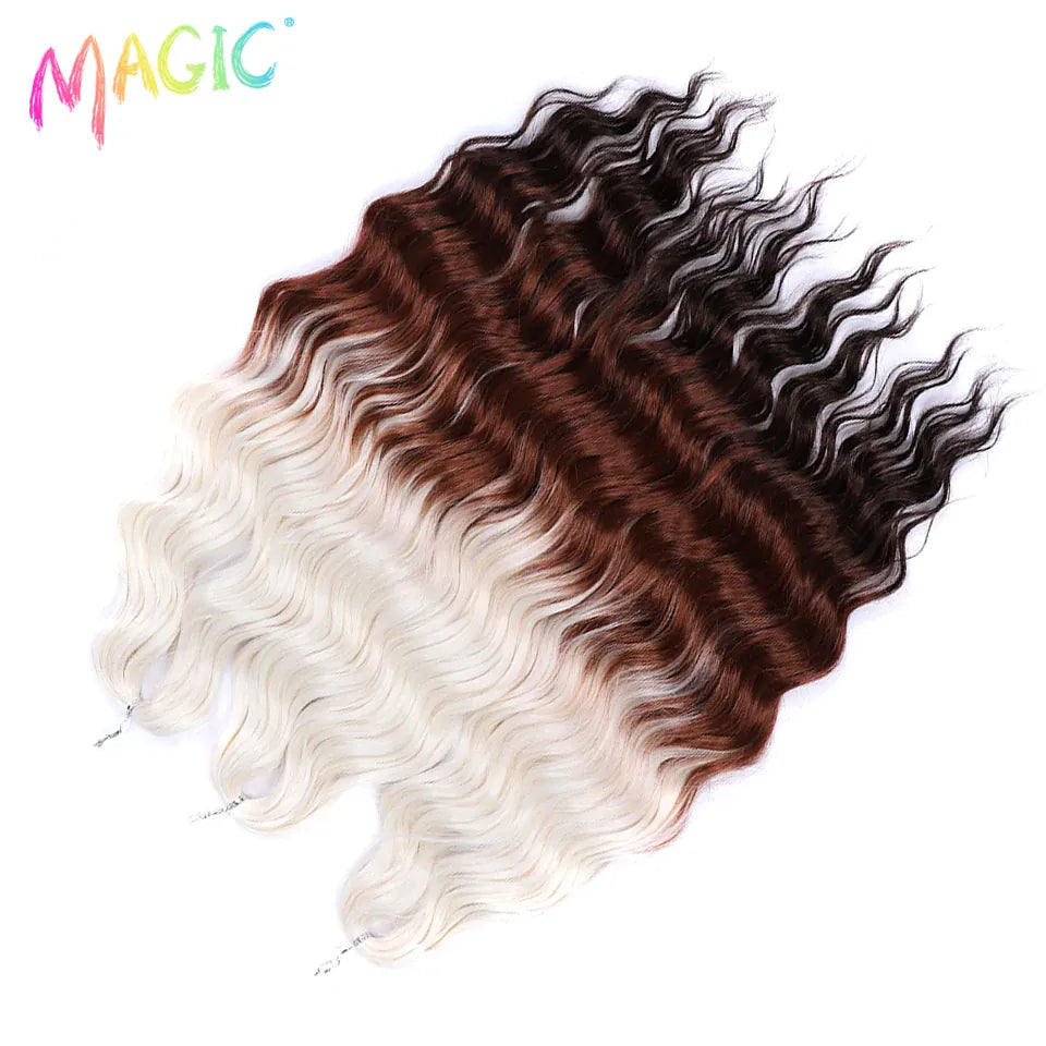 Magic 24Inch 3PCS Loose Wave Synthetic Crochet Hair Bundles Copper Red Heat Resistant Hair Extensions For Women Braiding Styling