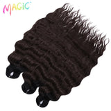 Magic 24Inch 3PCS Loose Wave Synthetic Crochet Hair Bundles Copper Red Heat Resistant Hair Extensions For Women Braiding Styling