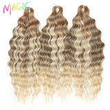 Magic 24Inch 3PCS Loose Wave Synthetic Crochet Hair Bundles Copper Red Heat Resistant Hair Extensions For Women Braiding Styling