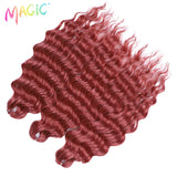 Magic 24Inch 3PCS Loose Wave Synthetic Crochet Hair Bundles Copper Red Heat Resistant Hair Extensions For Women Braiding Styling