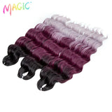 Magic 24Inch 3PCS Loose Wave Synthetic Crochet Hair Bundles Copper Red Heat Resistant Hair Extensions For Women Braiding Styling
