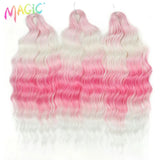 Magic 24Inch 3PCS Loose Wave Synthetic Crochet Hair Bundles Copper Red Heat Resistant Hair Extensions For Women Braiding Styling
