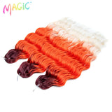 Magic 24Inch 3PCS Loose Wave Synthetic Crochet Hair Bundles Copper Red Heat Resistant Hair Extensions For Women Braiding Styling