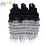 Magic 24Inch 3PCS Loose Wave Synthetic Crochet Hair Bundles Copper Red Heat Resistant Hair Extensions For Women Braiding Styling