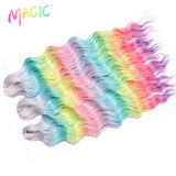 Magic 24Inch 3PCS Loose Wave Synthetic Crochet Hair Bundles Copper Red Heat Resistant Hair Extensions For Women Braiding Styling