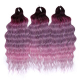 Magic 24Inch 3PCS Loose Wave Synthetic Crochet Hair Bundles Copper Red Heat Resistant Hair Extensions For Women Braiding Styling