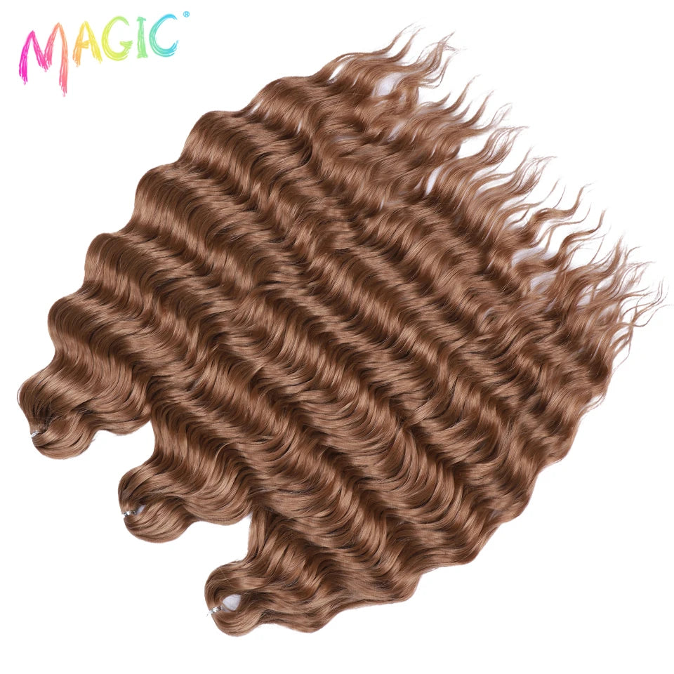 Magic 24Inch 3PCS Loose Wave Synthetic Crochet Hair Bundles Copper Red Heat Resistant Hair Extensions For Women Braiding Styling