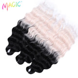 Magic 24Inch 3PCS Loose Wave Synthetic Crochet Hair Bundles Copper Red Heat Resistant Hair Extensions For Women Braiding Styling