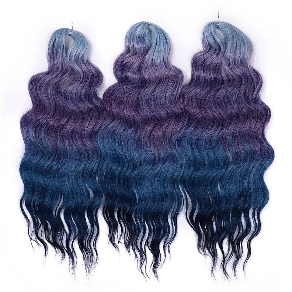 Magic 24Inch 3PCS Loose Wave Synthetic Crochet Hair Bundles Copper Red Heat Resistant Hair Extensions For Women Braiding Styling