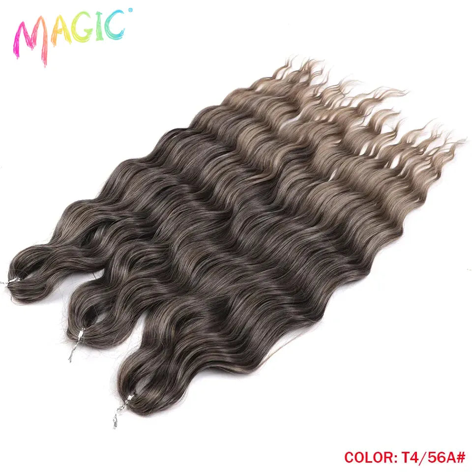 Magic 24Inch 3PCS Loose Wave Synthetic Crochet Hair Bundles Copper Red Heat Resistant Hair Extensions For Women Braiding Styling