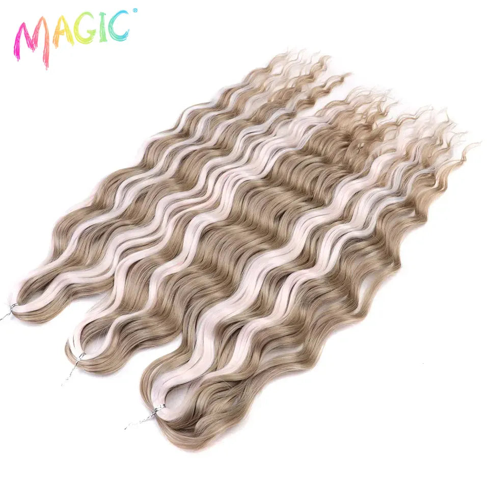 Magic 24Inch 3PCS Loose Wave Synthetic Crochet Hair Bundles Copper Red Heat Resistant Hair Extensions For Women Braiding Styling