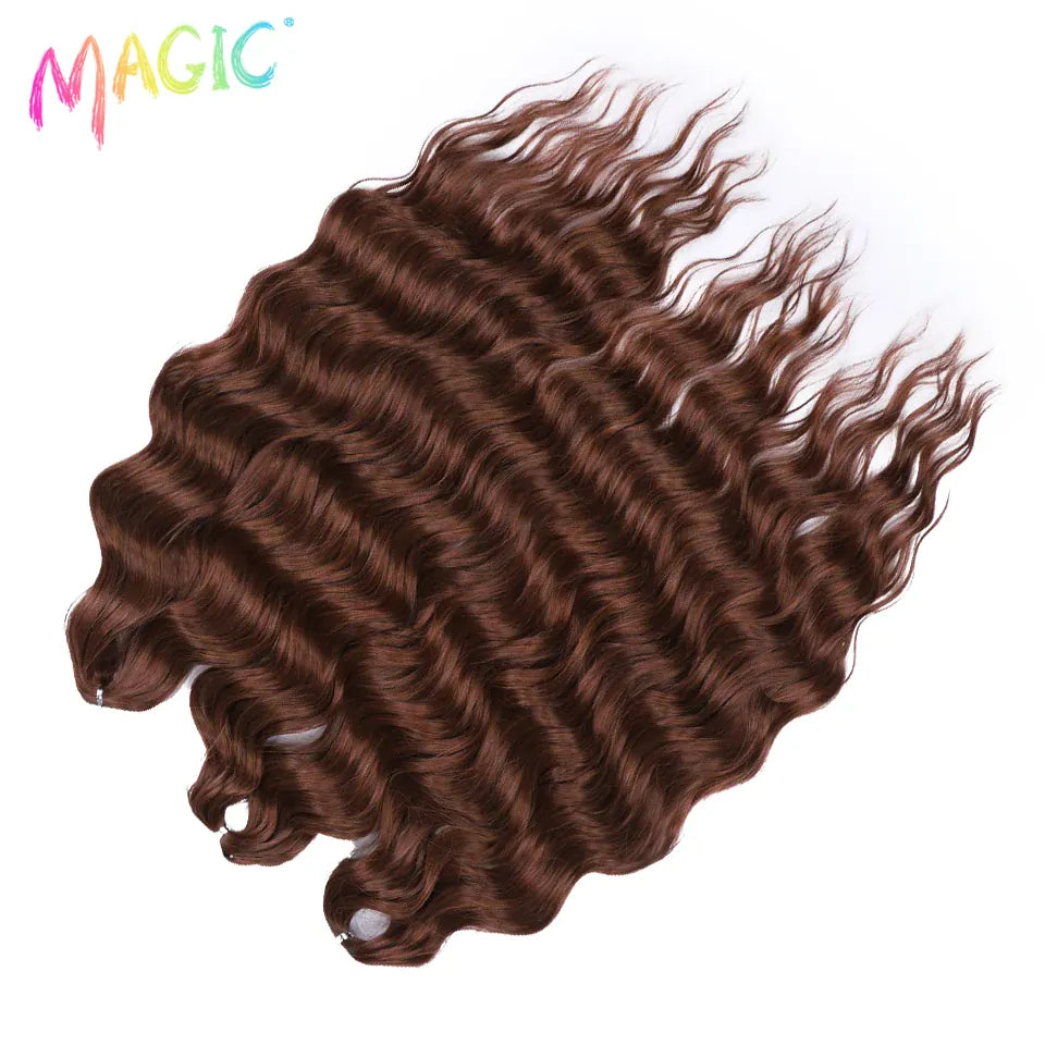 Magic 24Inch 3PCS Loose Wave Synthetic Crochet Hair Bundles Copper Red Heat Resistant Hair Extensions For Women Braiding Styling