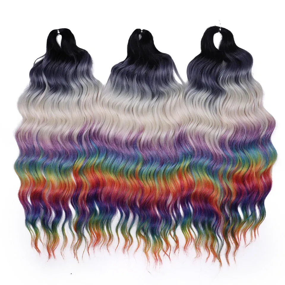Magic 24Inch 3PCS Loose Wave Synthetic Crochet Hair Bundles Copper Red Heat Resistant Hair Extensions For Women Braiding Styling