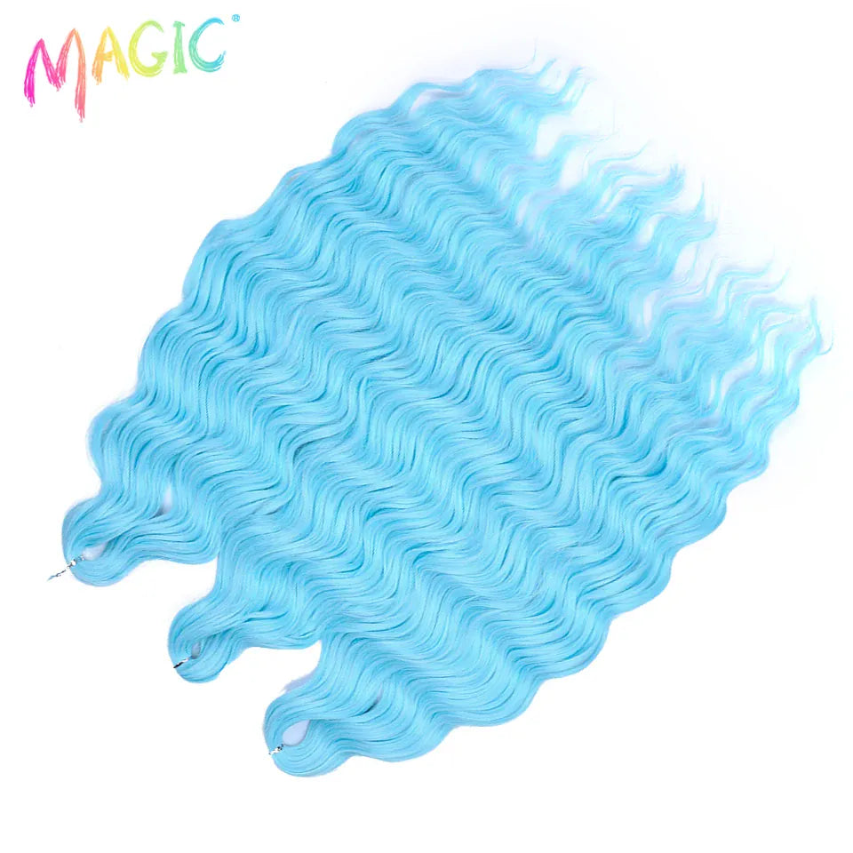 Magic 24Inch 3PCS Loose Wave Synthetic Crochet Hair Bundles Copper Red Heat Resistant Hair Extensions For Women Braiding Styling