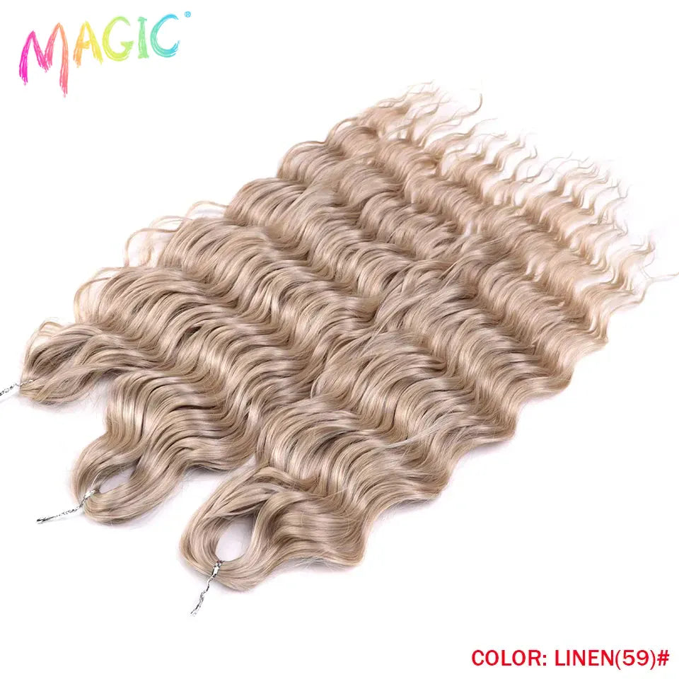 Magic 24Inch 3PCS Loose Wave Synthetic Crochet Hair Bundles Copper Red Heat Resistant Hair Extensions For Women Braiding Styling