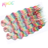 Magic 24Inch 3PCS Loose Wave Synthetic Crochet Hair Bundles Copper Red Heat Resistant Hair Extensions For Women Braiding Styling