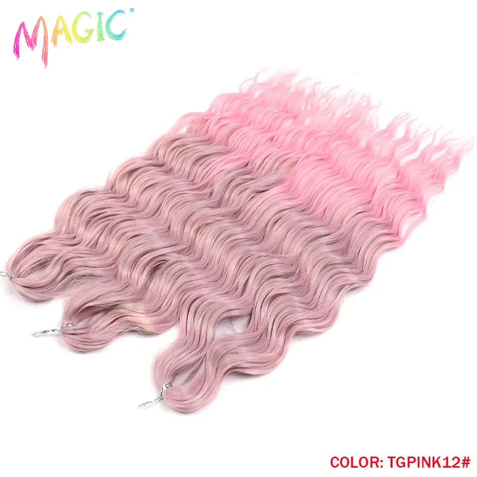 Magic 24Inch 3PCS Loose Wave Synthetic Crochet Hair Bundles Copper Red Heat Resistant Hair Extensions For Women Braiding Styling