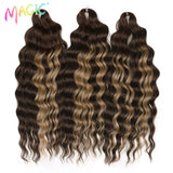 Magic 24Inch 3PCS Loose Wave Synthetic Crochet Hair Bundles Copper Red Heat Resistant Hair Extensions For Women Braiding Styling