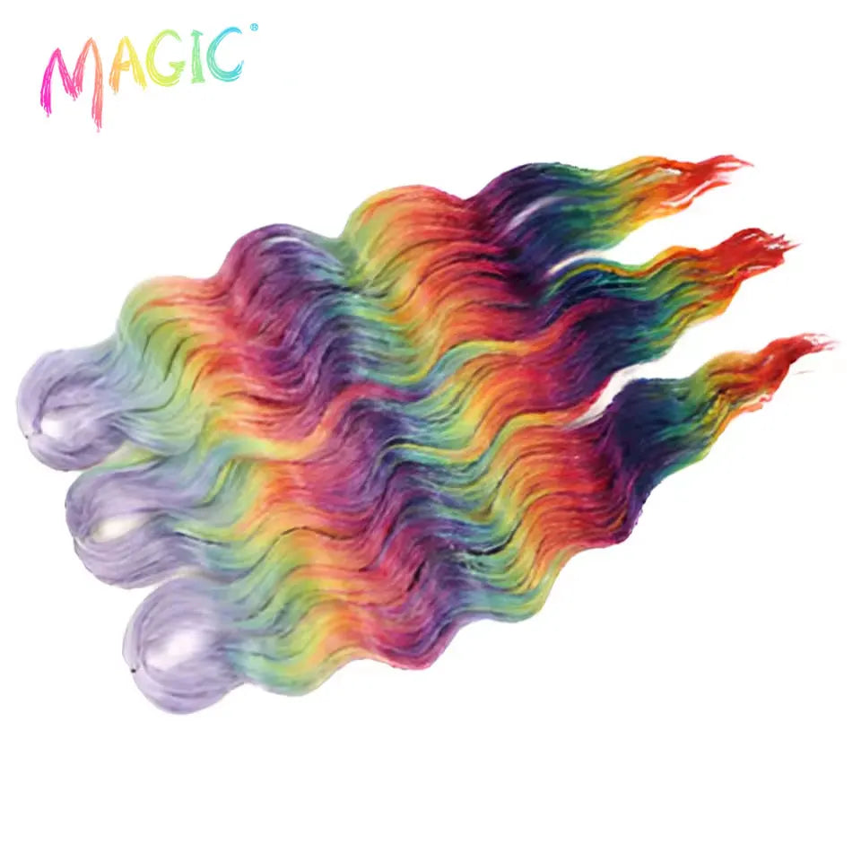 Magic 24Inch 3PCS Loose Wave Synthetic Crochet Hair Bundles Copper Red Heat Resistant Hair Extensions For Women Braiding Styling
