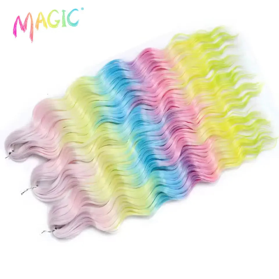 Magic 24Inch 3PCS Loose Wave Synthetic Crochet Hair Bundles Copper Red Heat Resistant Hair Extensions For Women Braiding Styling