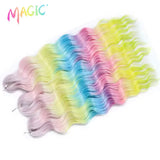 Magic 24Inch 3PCS Loose Wave Synthetic Crochet Hair Bundles Copper Red Heat Resistant Hair Extensions For Women Braiding Styling