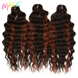 Magic 24Inch 3PCS Loose Wave Synthetic Crochet Hair Bundles Copper Red Heat Resistant Hair Extensions For Women Braiding Styling