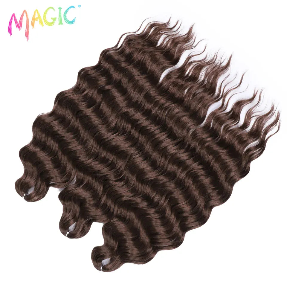 Magic 24Inch 3PCS Loose Wave Synthetic Crochet Hair Bundles Copper Red Heat Resistant Hair Extensions For Women Braiding Styling