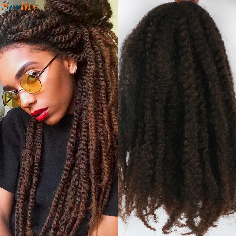 Marley Twist Braiding Hair Pre Stretched 1- 6 Packs Ombre Afro Kinky Curly Crochet Hair for Faux Locs Jumbo Marley Twists Hair