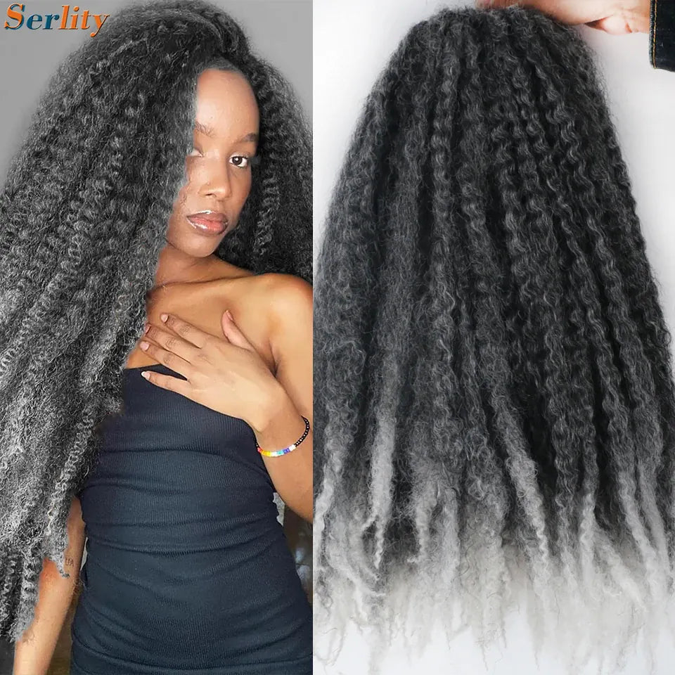 Marley Twist Braiding Hair Pre Stretched 1- 6 Packs Ombre Afro Kinky Curly Crochet Hair for Faux Locs Jumbo Marley Twists Hair